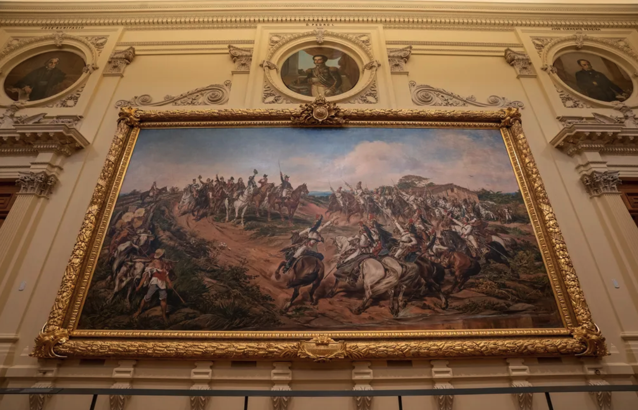 Quadro mais famoso do Museu do Ipiranga é a monumental pintura “Independência ou Morte!”, criada por Pedro Américo em 1888 (Foto: Fábio Tito/g1)